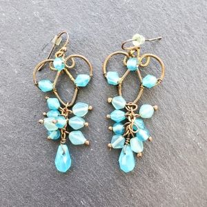 Vintage Gold-tone turquoise Dangling Earrings